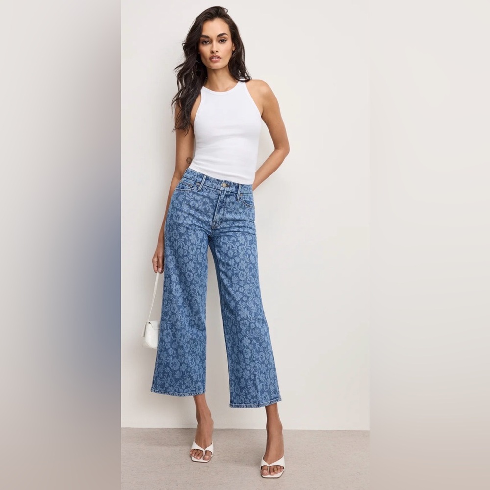 Good American Good Waist Palazzo High-Rise Crop Jeans size 4